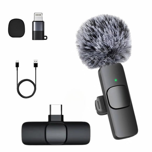 OUTLAND Furry K8 Wireless Lavalier Microphone, Bluetooth Collar Microphone for Type-C Android, Noise Canceling Mic for Vlogging, Clip-On for YouTube, Singing, Video Recording, Podcasting