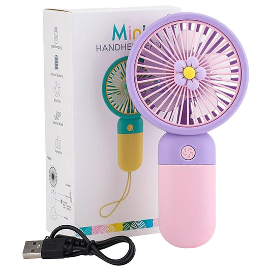 BLAXSTOC Mini Rechargeable Fan, Portable Fan with 3 Speed Modes, High Speed Motor, Type-C Charging Port, (MULTICOLOR)