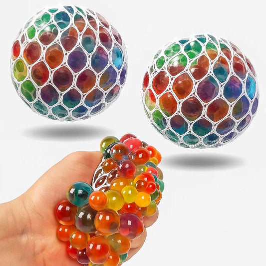 GRAPHENE 2 Pcs Squishy Stress Ball for Kids Squeeze Toy Pressure Relieve Anti-Stress Anti Anxiety Multicolor Magic Slime Mesh Ball Squeeze Grape Balls Return Gifts